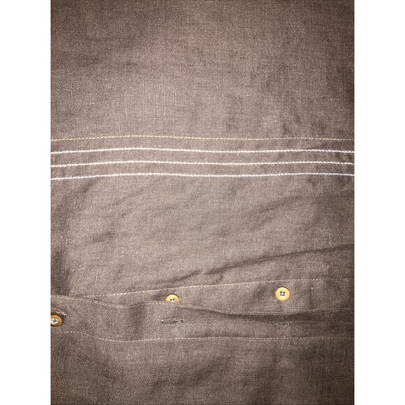 Bruno Button Up Shirt for Men, Large Brown Linen, Resort , Vacation, Travel - Picture 6 of 7